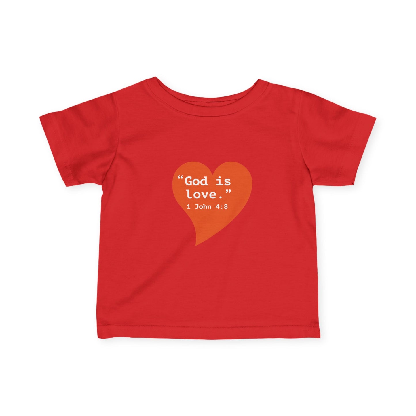 Infant Tee — Orange Heart "God Is Love" Baby Shirt