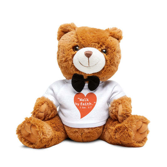 Teddy Bear with 'Walk By Faith' T‑Shirt — Soft Plush Gift