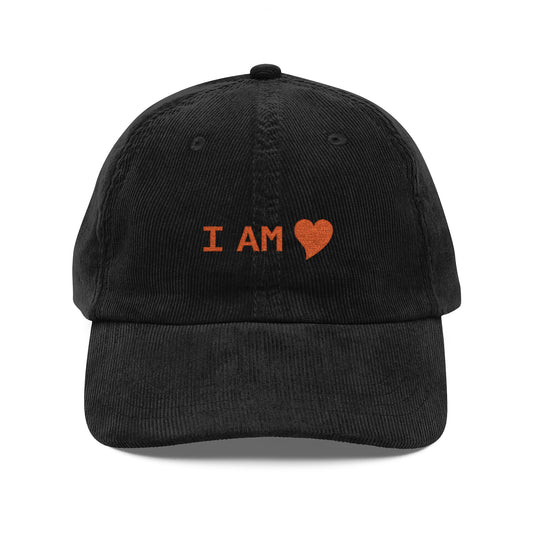 Corduroy Cap — "Heart" Embroidered Vintage Dad Hat
