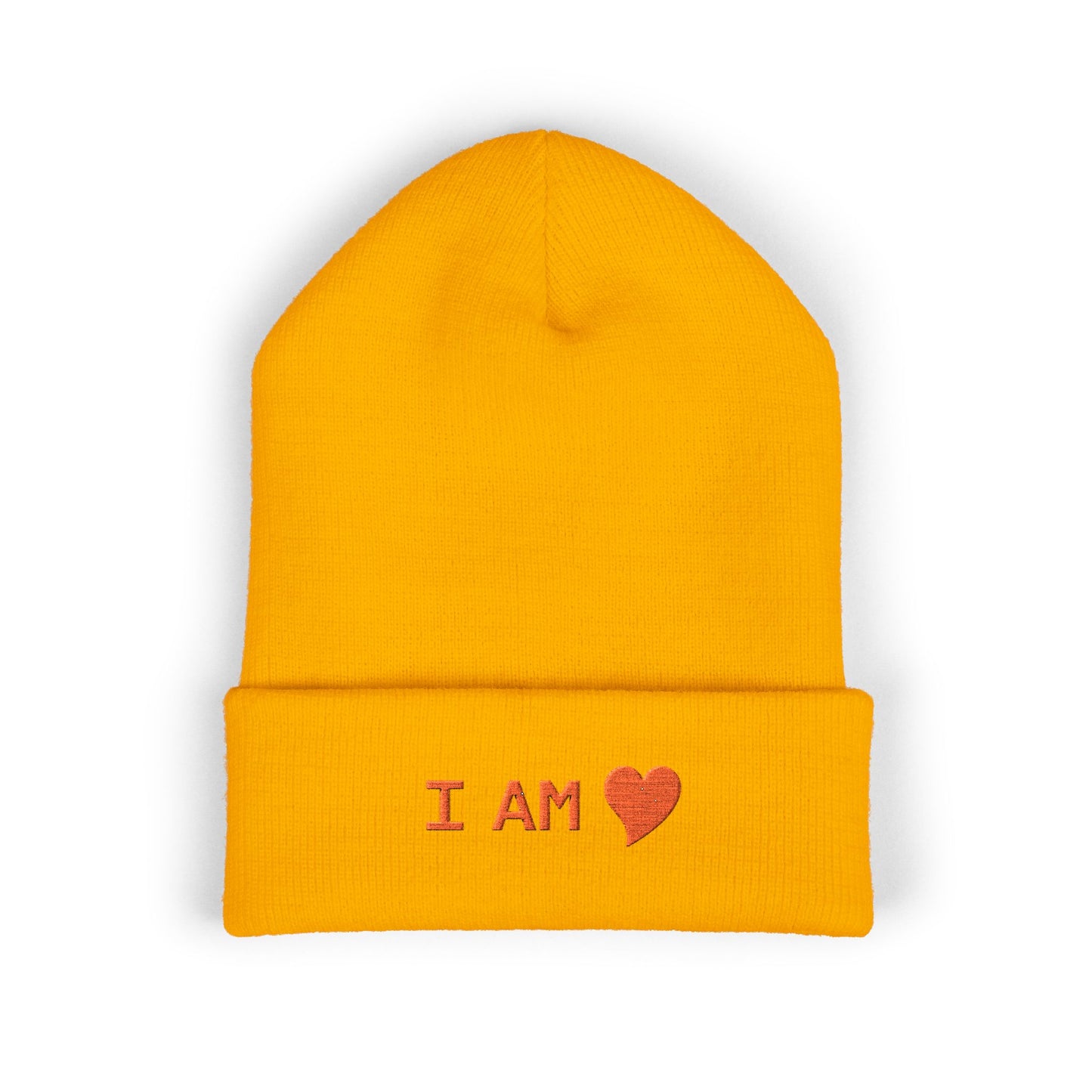 Embroidered 'I AM' Heart Cuffed Beanie