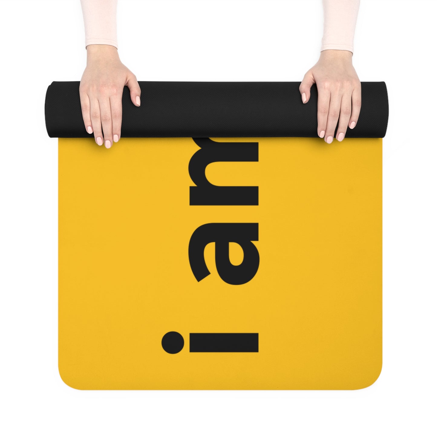 Inspirational Rubber Yoga Mat - 'I Love Ved.ai' Design for Mindfulness & Wellness