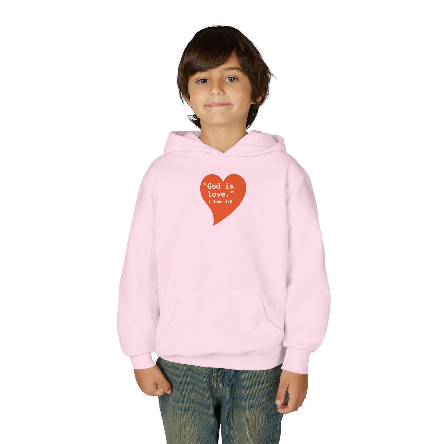 Youth Hoodie — 'I Am Loved' Red Heart Front & Back Comfort Sweatshirt