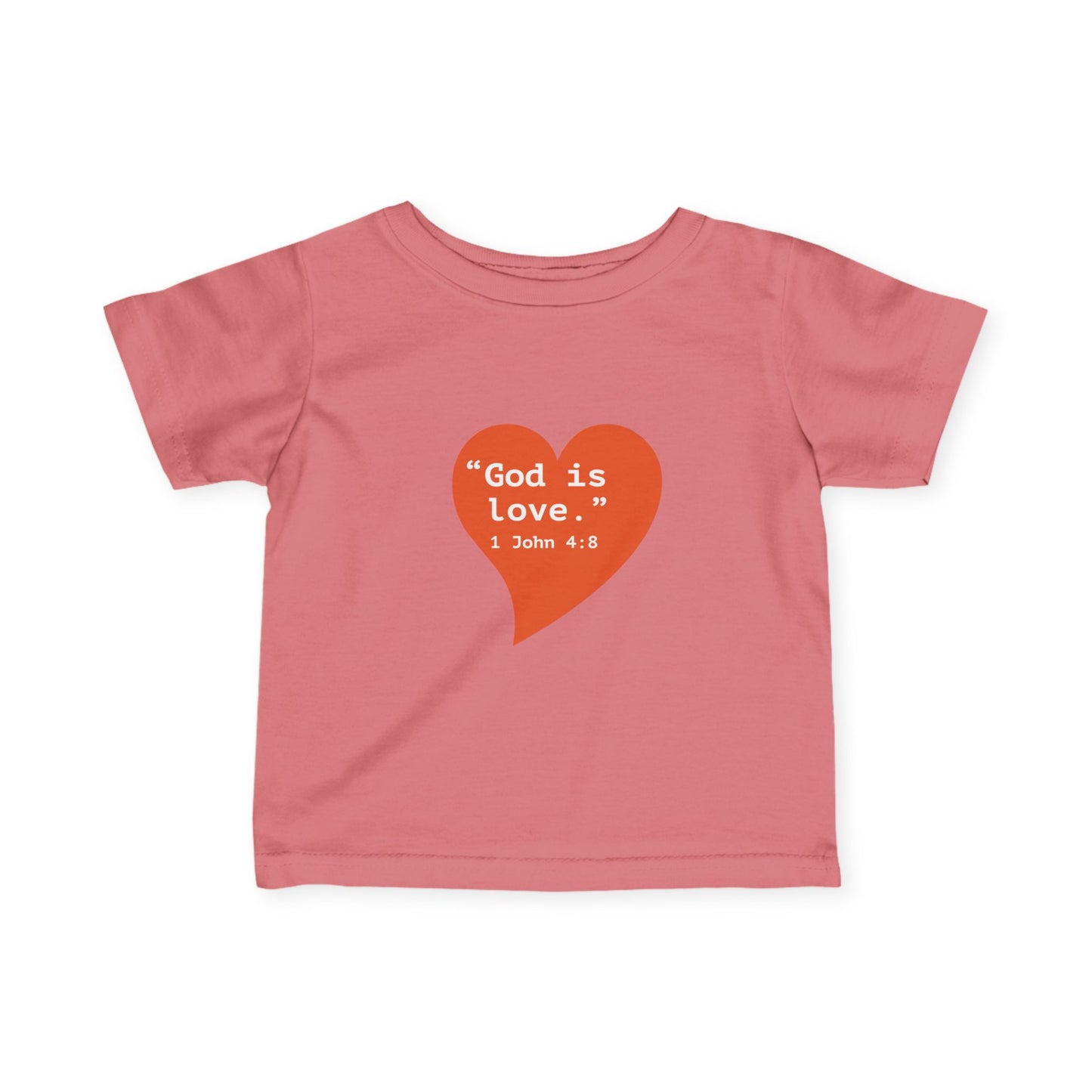 Infant Tee — Orange Heart "God Is Love" Baby Shirt
