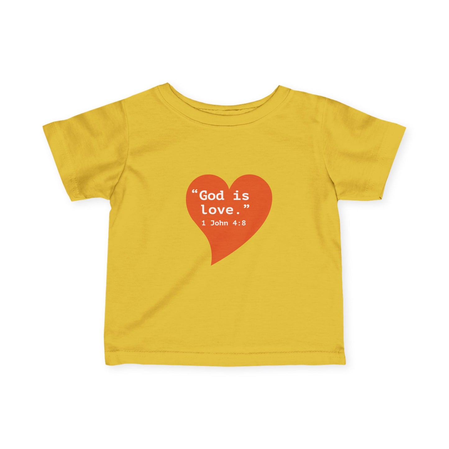 Infant Tee — Orange Heart "God Is Love" Baby Shirt