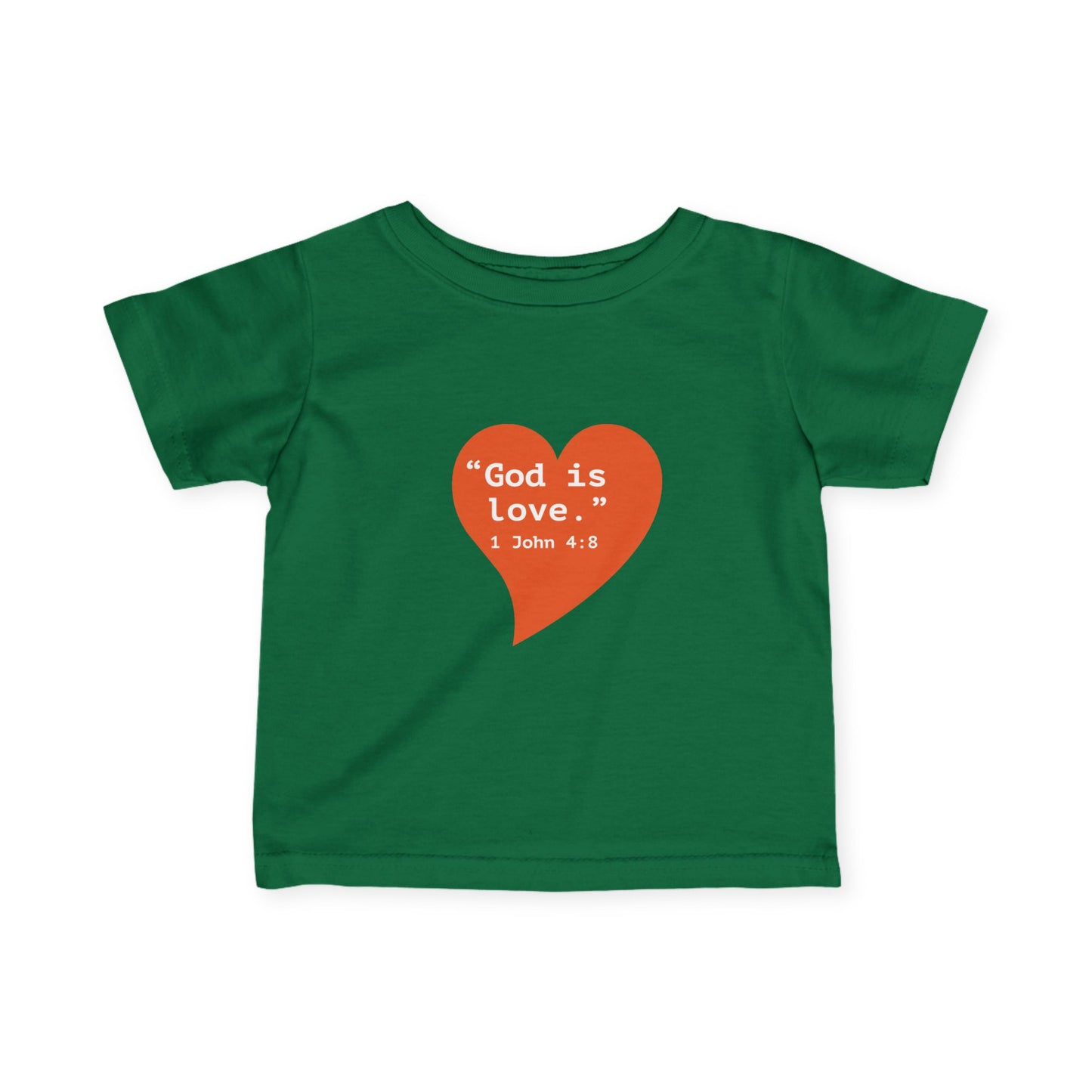 Infant Tee — Orange Heart "God Is Love" Baby Shirt