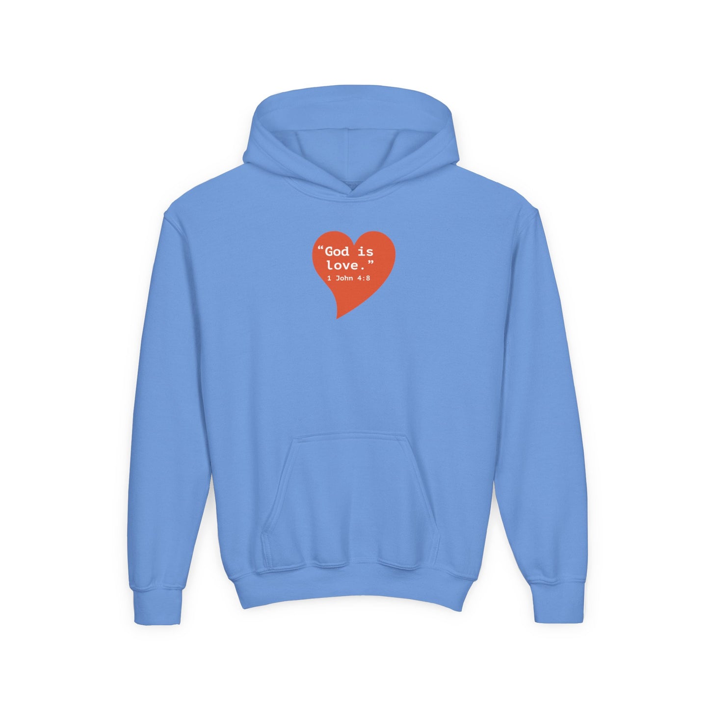 Youth Hoodie — 'I Am Loved' Red Heart Front & Back Comfort Sweatshirt