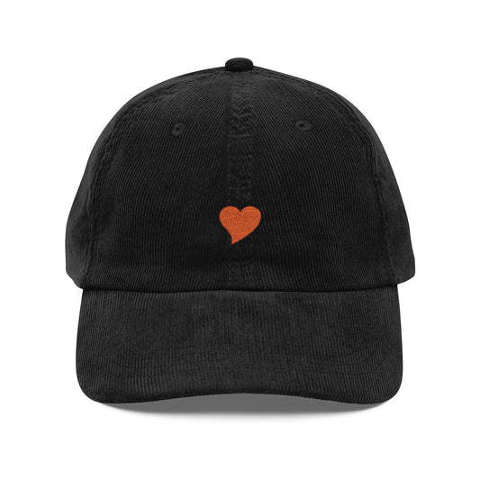 Corduroy Cap — "Heart" Embroidered Vintage Dad Hat