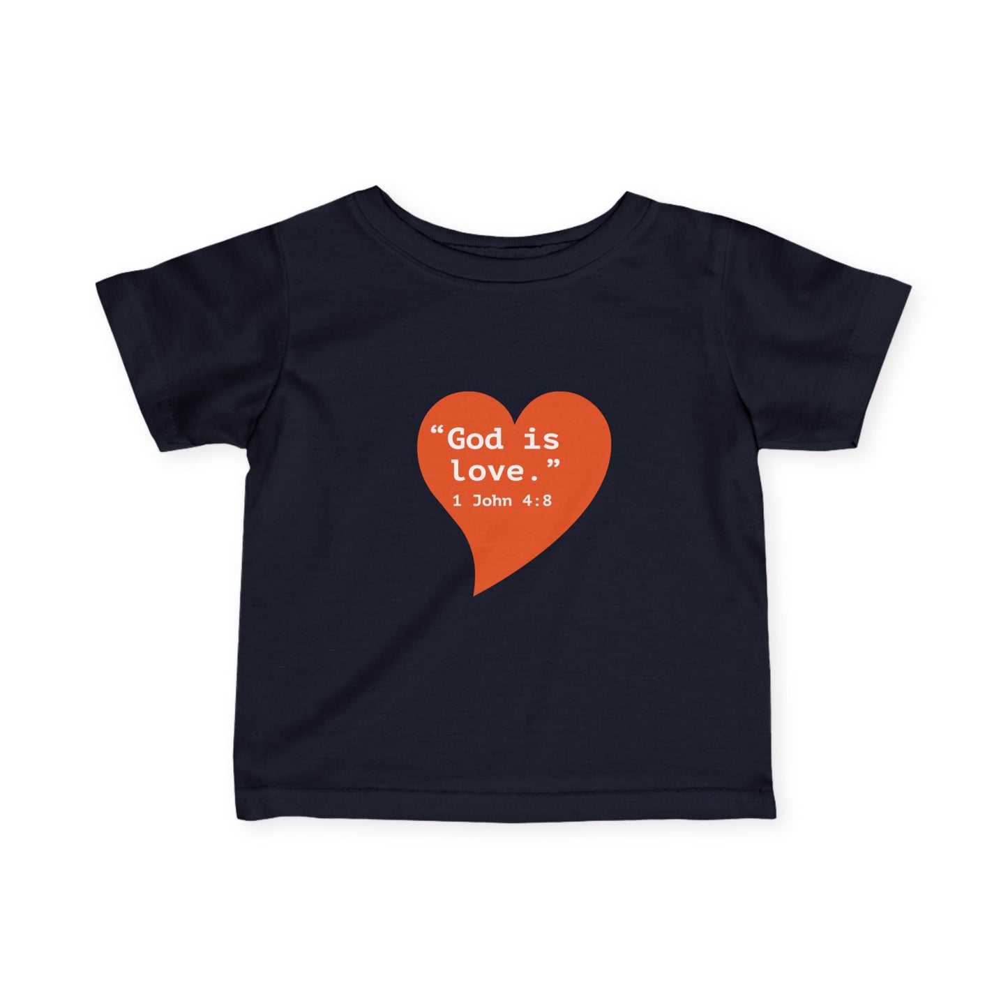 Infant Tee — Orange Heart "God Is Love" Baby Shirt