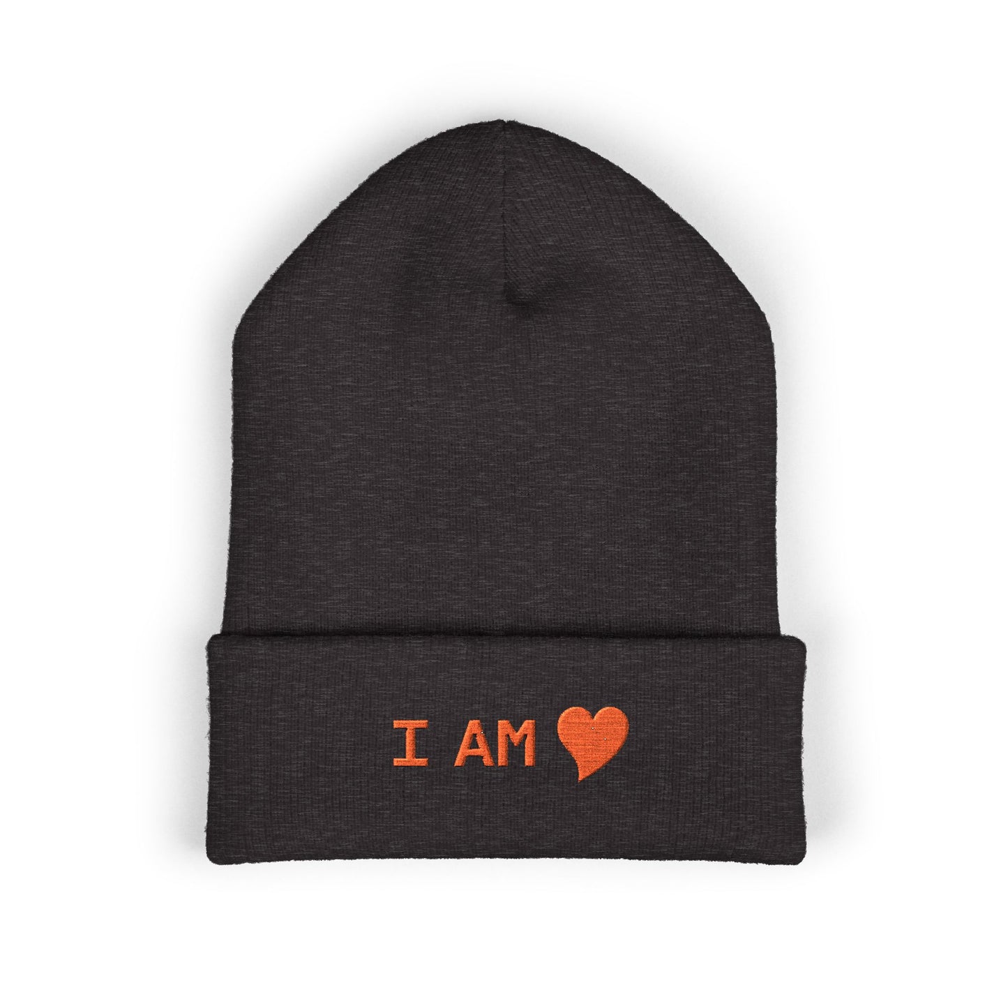 Embroidered 'I AM' Heart Cuffed Beanie