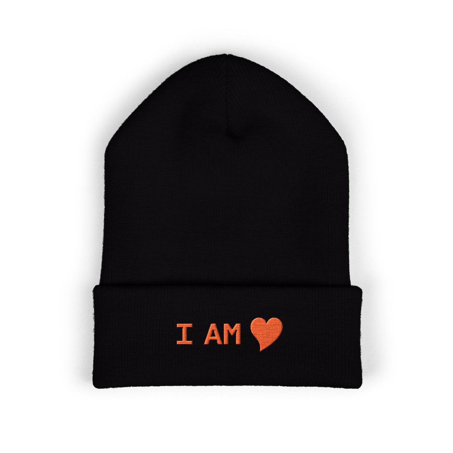Embroidered 'I AM' Heart Cuffed Beanie