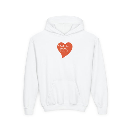 Youth Hoodie — 'I Am Loved' Red Heart Front & Back Comfort Sweatshirt