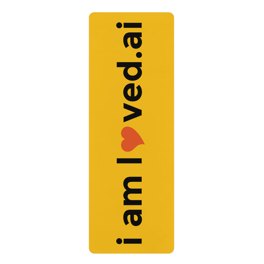 Inspirational Rubber Yoga Mat - 'I Love Ved.ai' Design for Mindfulness & Wellness