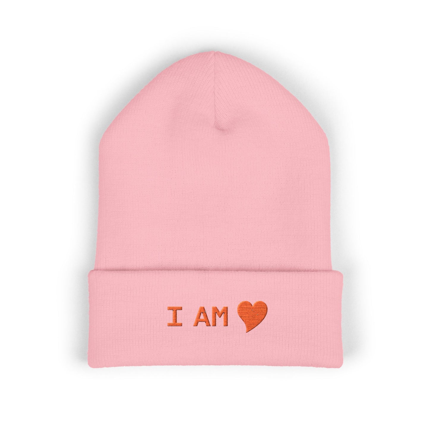 Embroidered 'I AM' Heart Cuffed Beanie