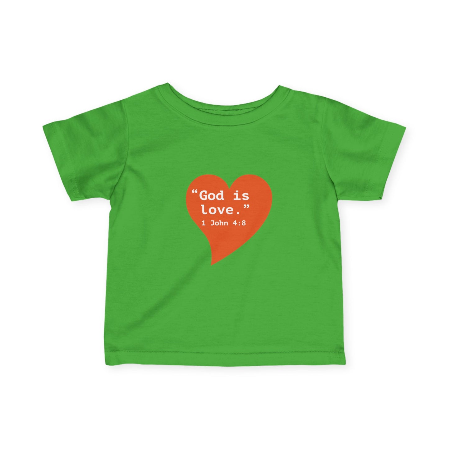 Infant Tee — Orange Heart "God Is Love" Baby Shirt
