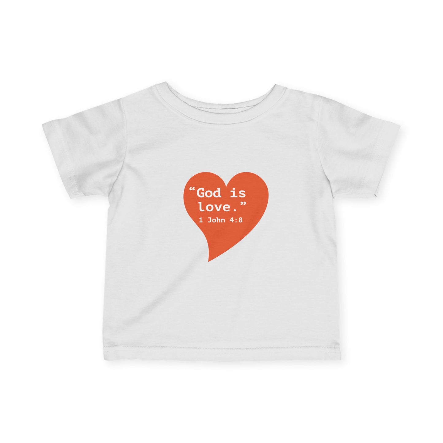 Infant Tee — Orange Heart "God Is Love" Baby Shirt