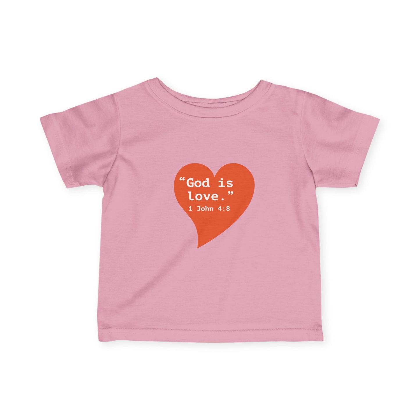 Infant Tee — Orange Heart "God Is Love" Baby Shirt