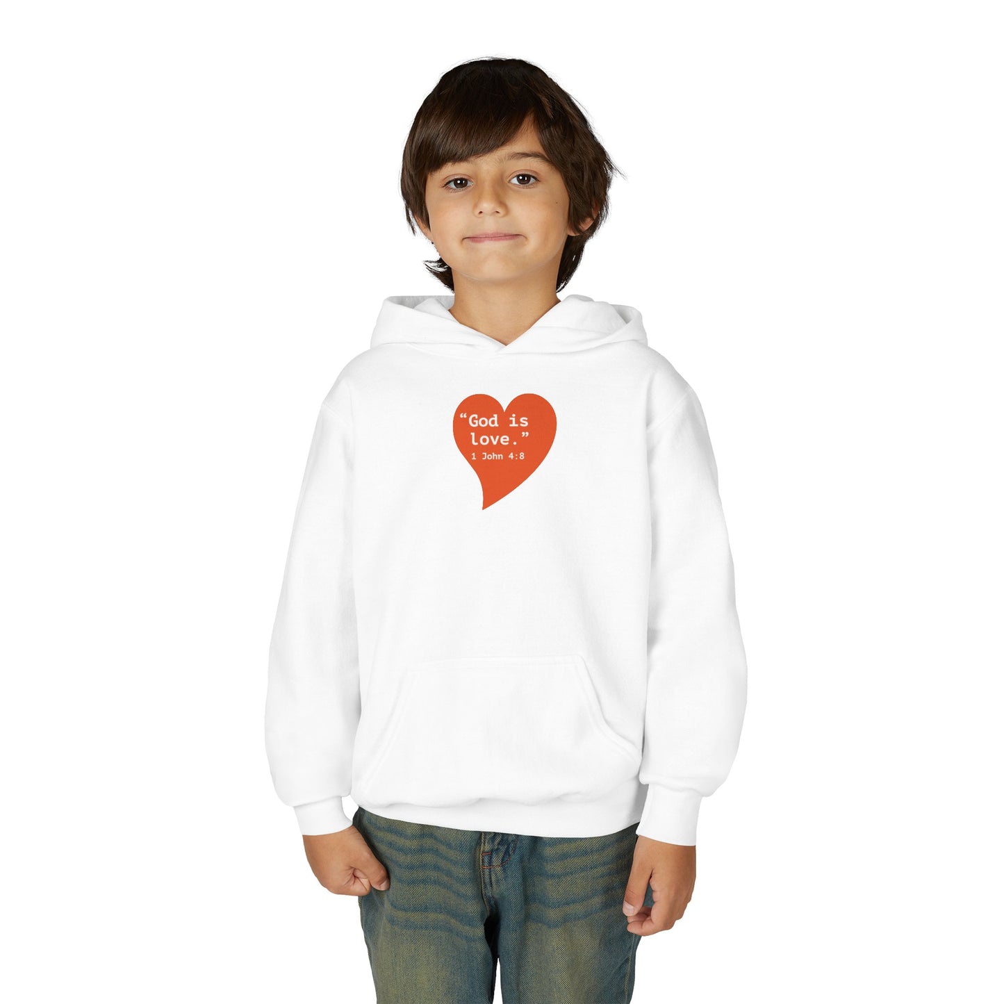 Youth Hoodie — 'I Am Loved' Red Heart Front & Back Comfort Sweatshirt