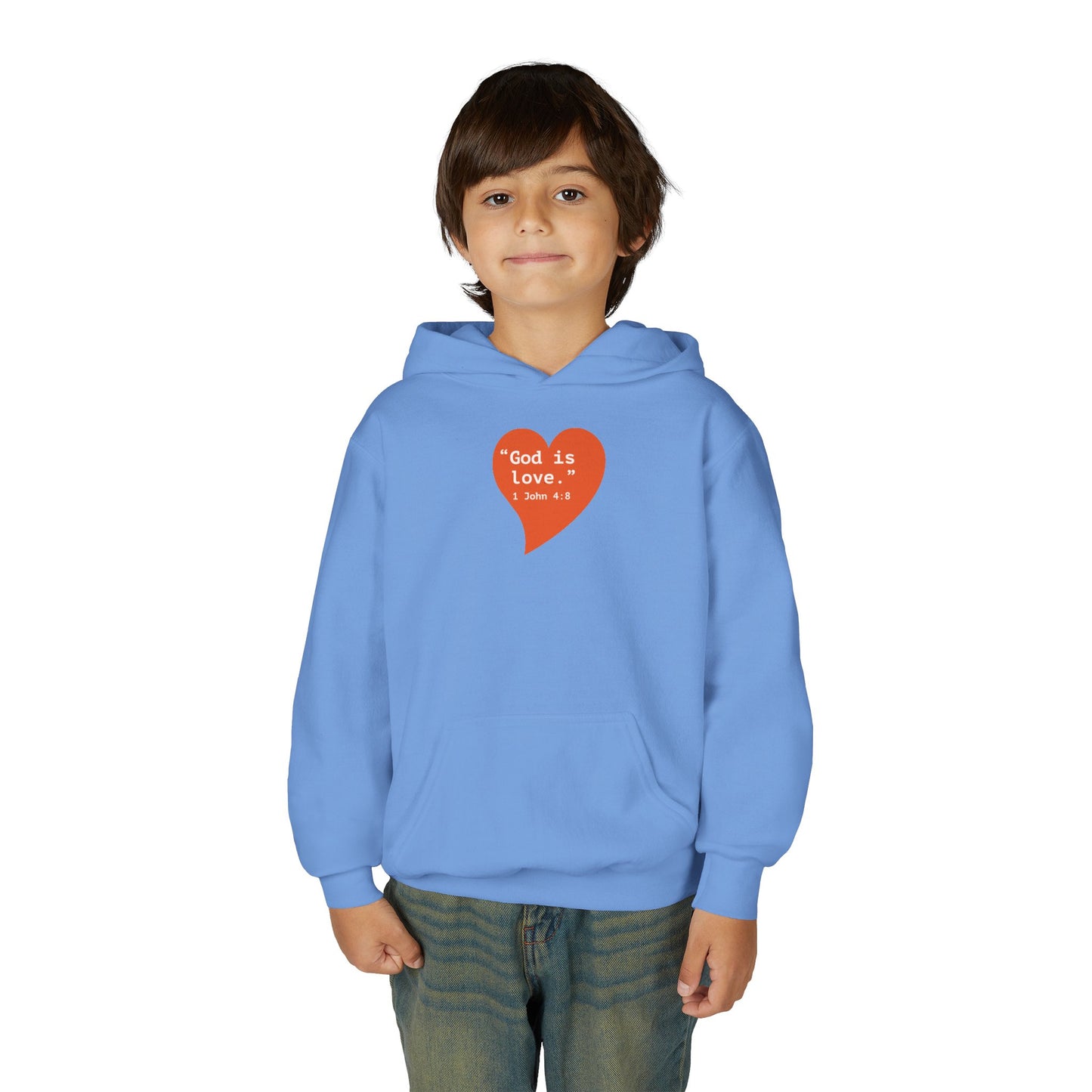 Youth Hoodie — 'I Am Loved' Red Heart Front & Back Comfort Sweatshirt