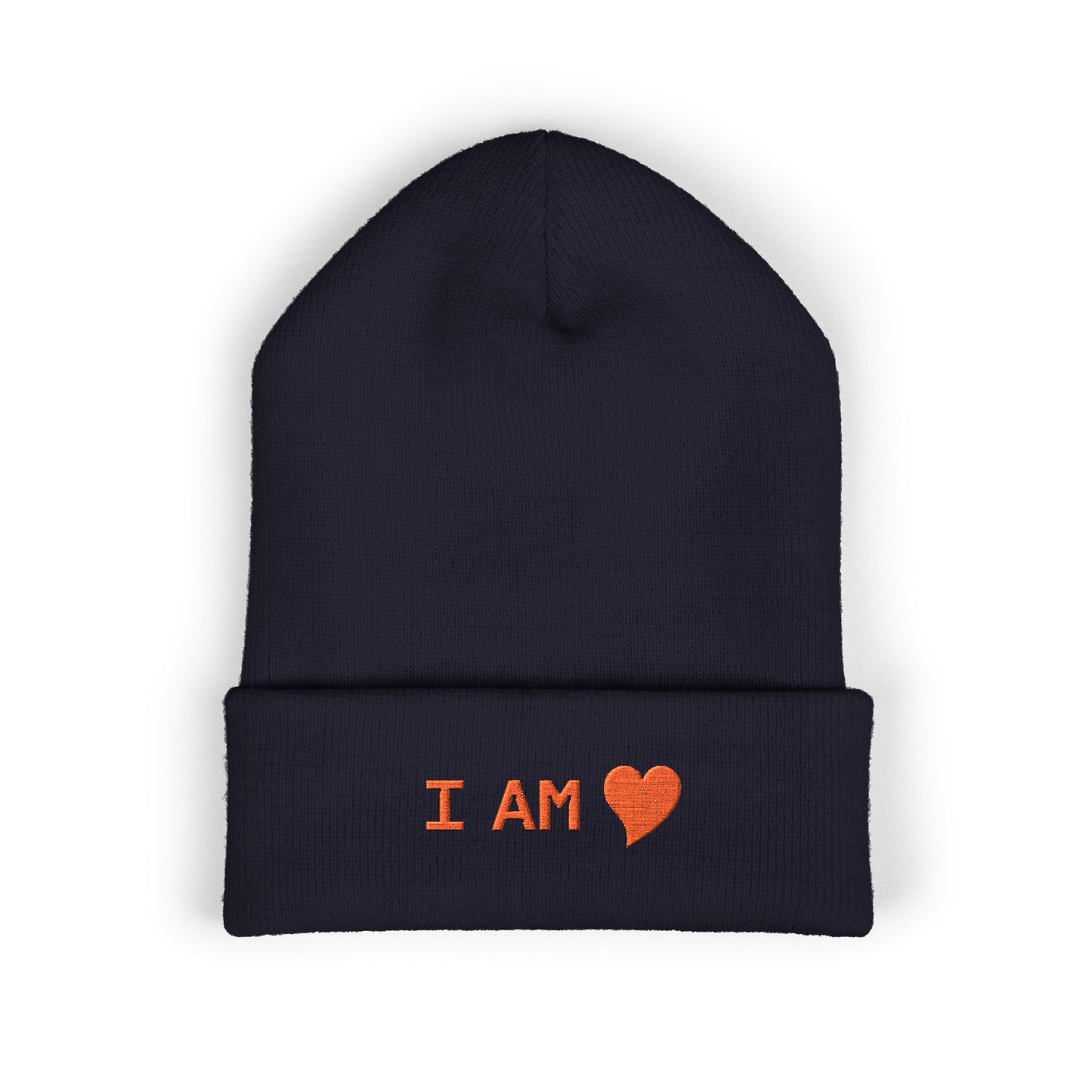 Embroidered 'I AM' Heart Cuffed Beanie