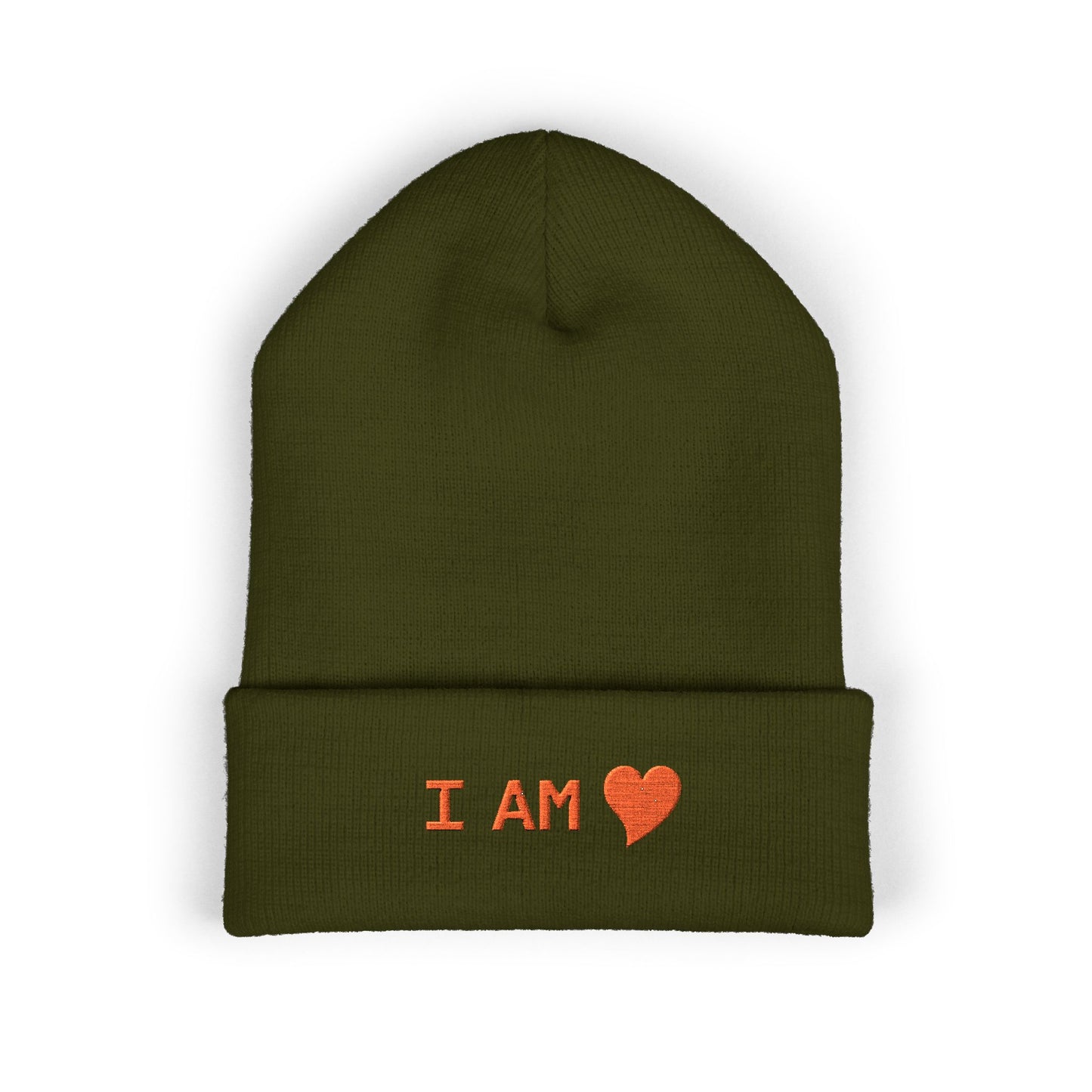 Embroidered 'I AM' Heart Cuffed Beanie