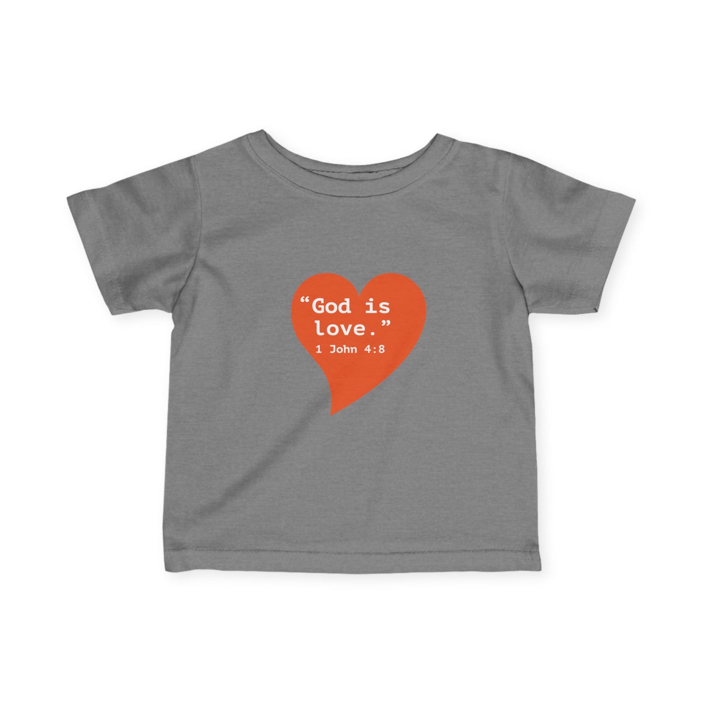 Infant Tee — Orange Heart "God Is Love" Baby Shirt