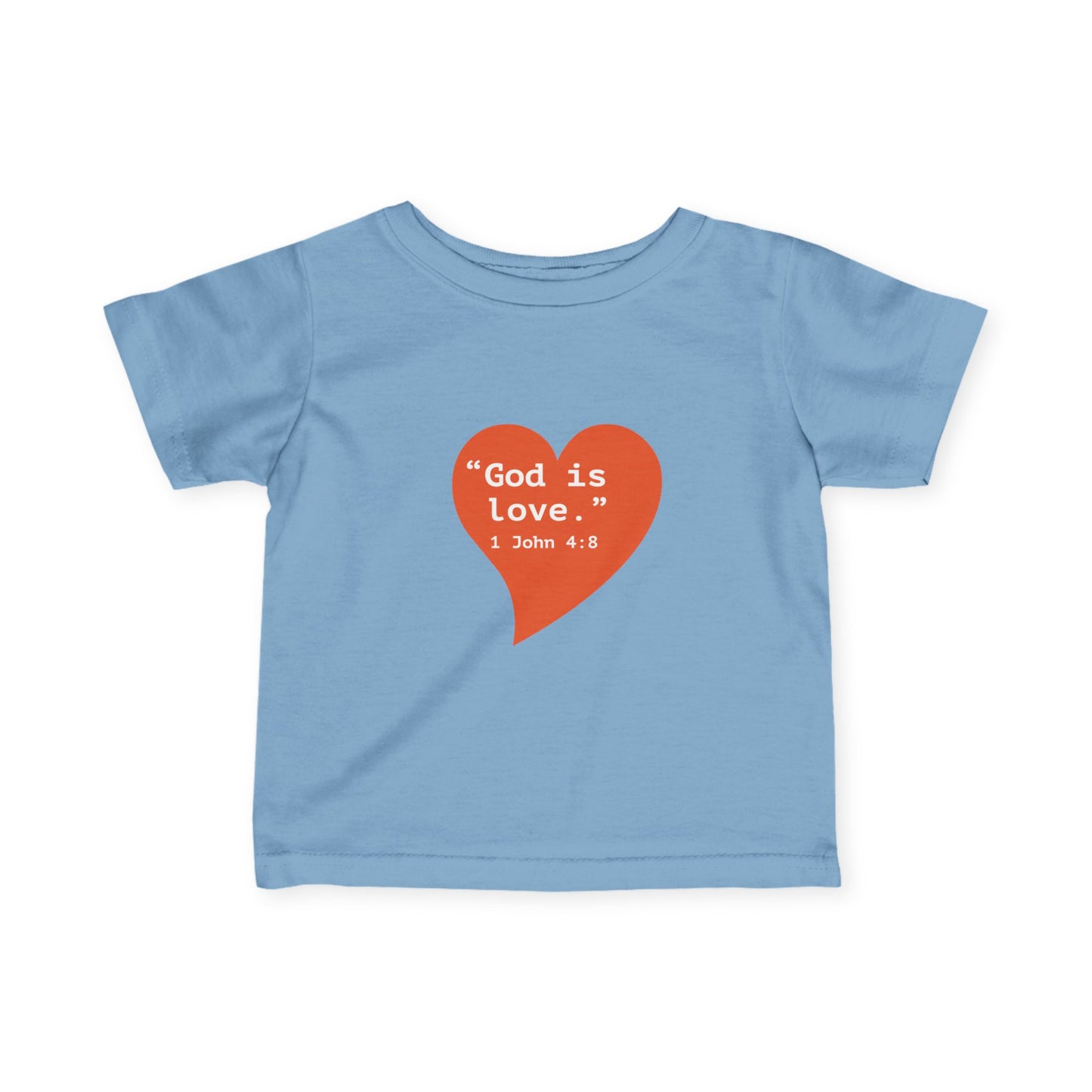 Infant Tee — Orange Heart "God Is Love" Baby Shirt