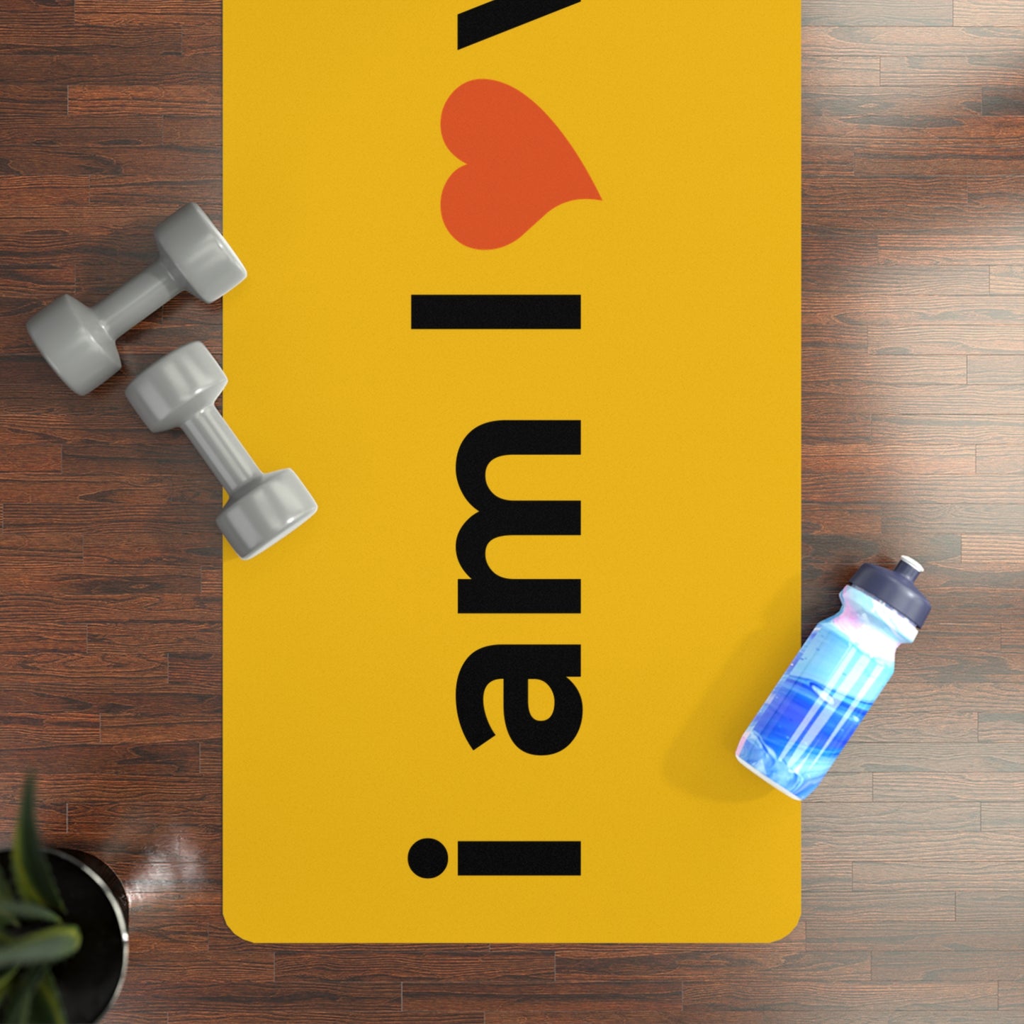 Inspirational Rubber Yoga Mat - 'I Love Ved.ai' Design for Mindfulness & Wellness