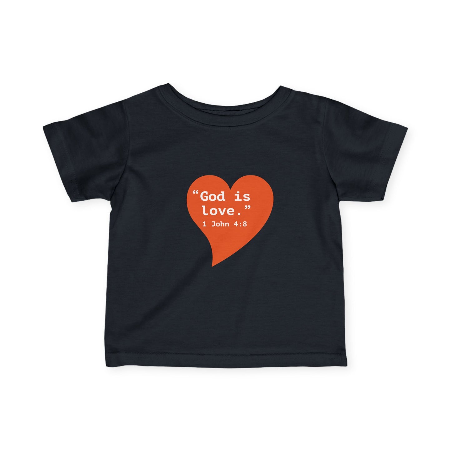 Infant Tee — Orange Heart "God Is Love" Baby Shirt