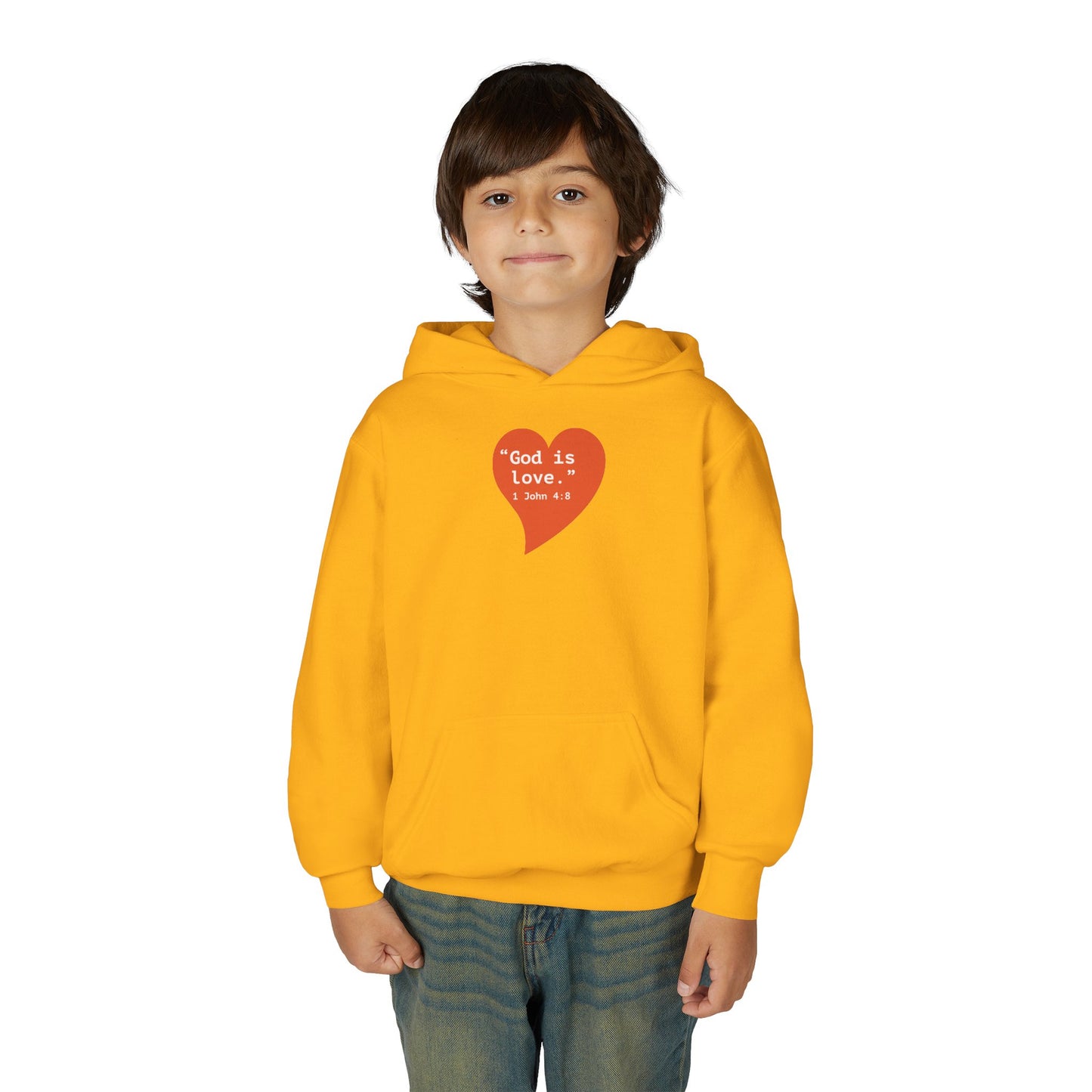 Youth Hoodie — 'I Am Loved' Red Heart Front & Back Comfort Sweatshirt