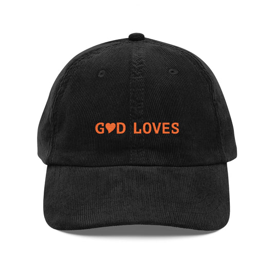 Copy of Corduroy Cap — "God Loves" Embroidered Vintage Dad Hat - i am loved