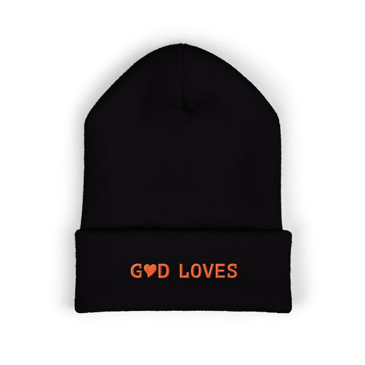 Embroidered 'God Loves' Heart Cuffed Beanie - i am loved