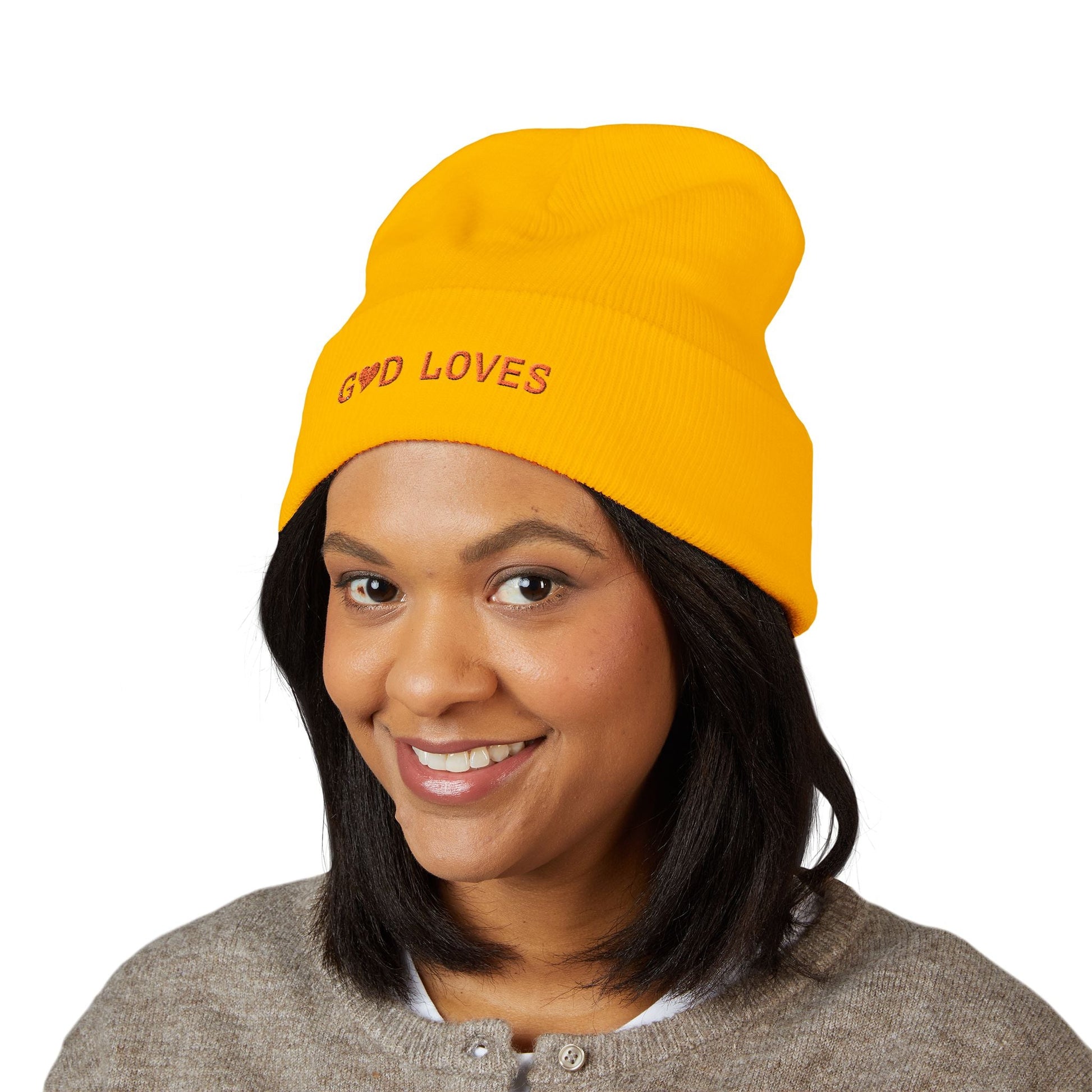 Embroidered 'God Loves' Heart Cuffed Beanie - i am loved