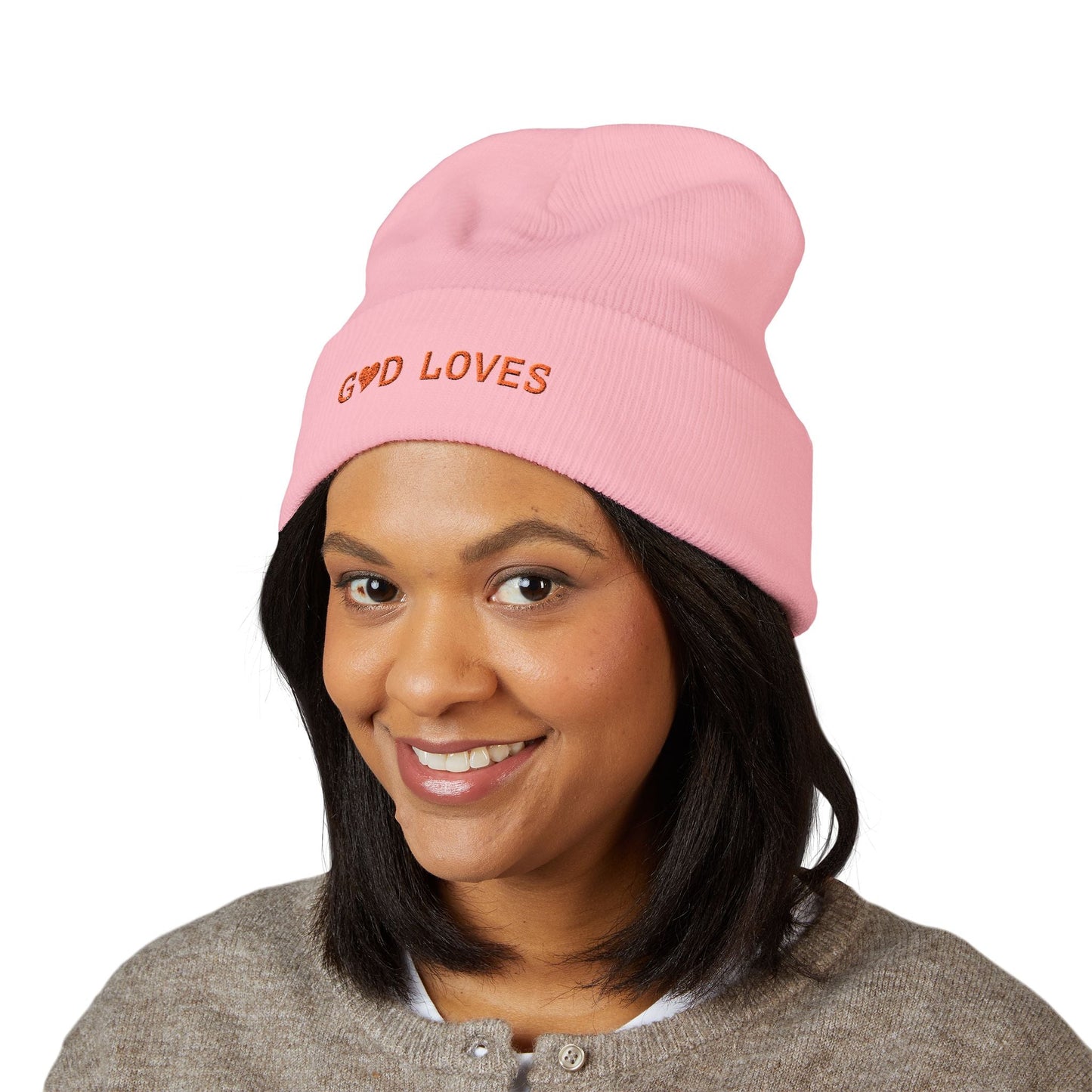 Embroidered 'God Loves' Heart Cuffed Beanie - i am loved