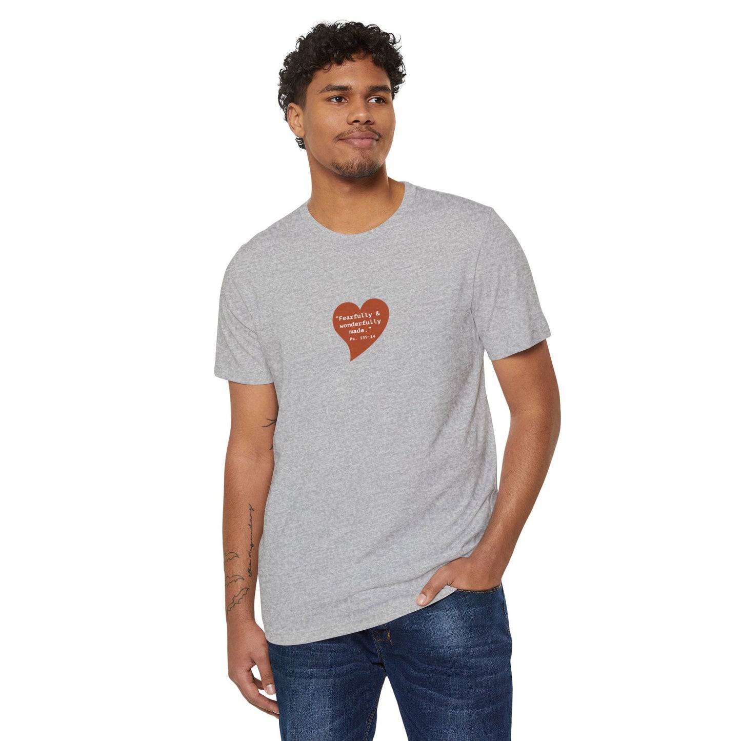 "Fearfully & Wonderfully Made" Heart Graphic T‑Shirt — Organic Inspirational Tee - i am loved