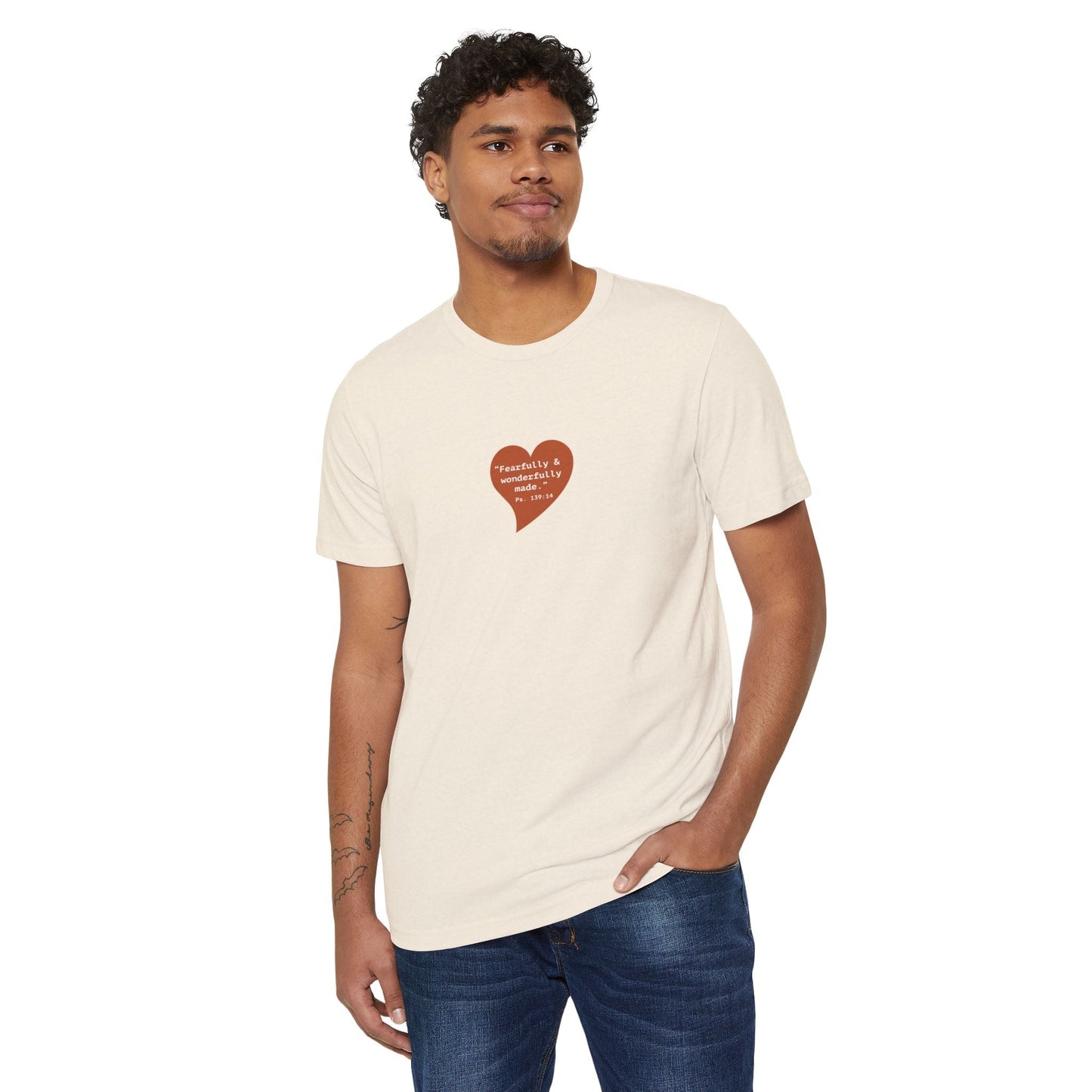 "Fearfully & Wonderfully Made" Heart Graphic T‑Shirt — Organic Inspirational Tee - i am loved