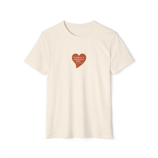 "Fearfully & Wonderfully Made" Heart Graphic T‑Shirt — Organic Inspirational Tee - i am loved
