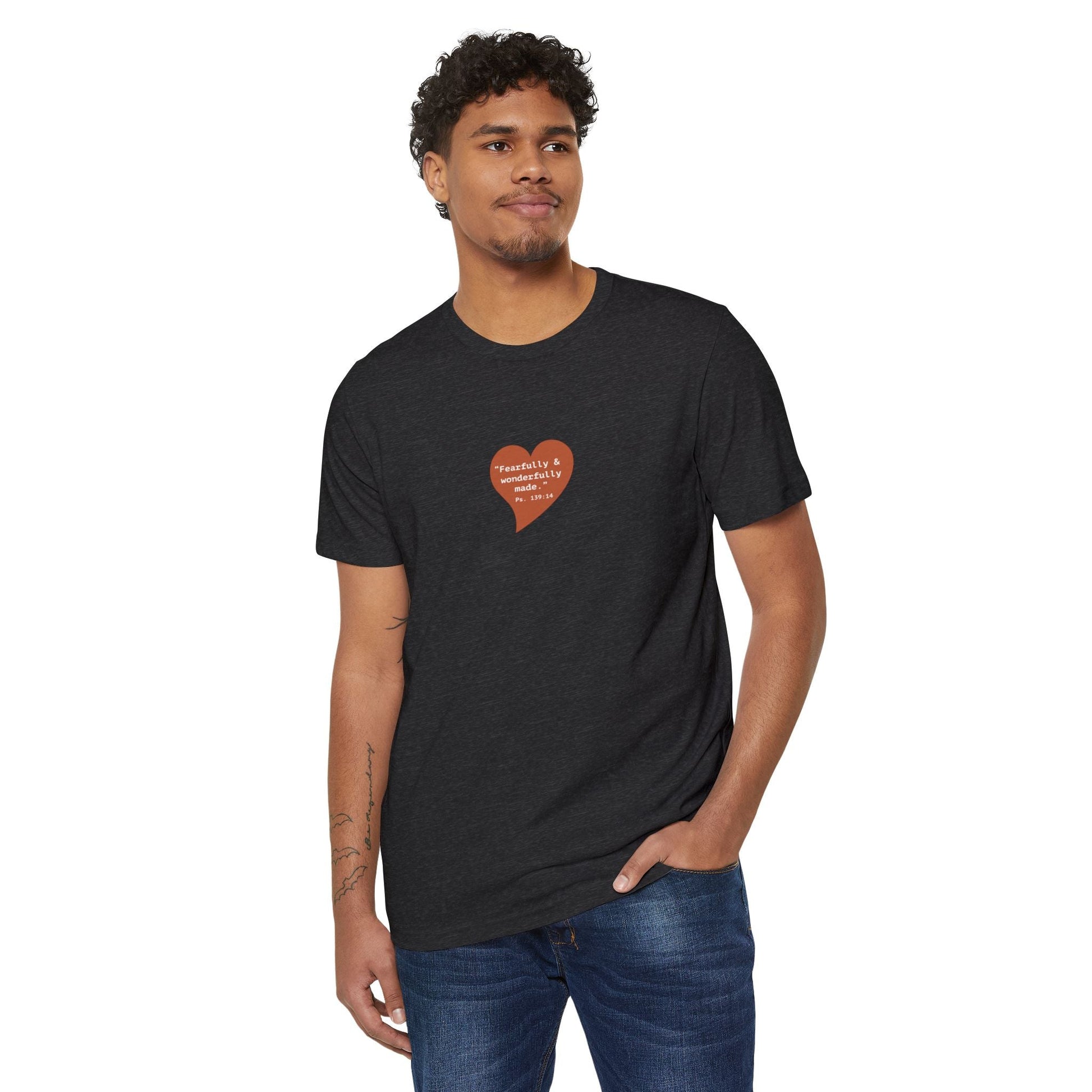 "Fearfully & Wonderfully Made" Heart Graphic T‑Shirt — Organic Inspirational Tee - i am loved