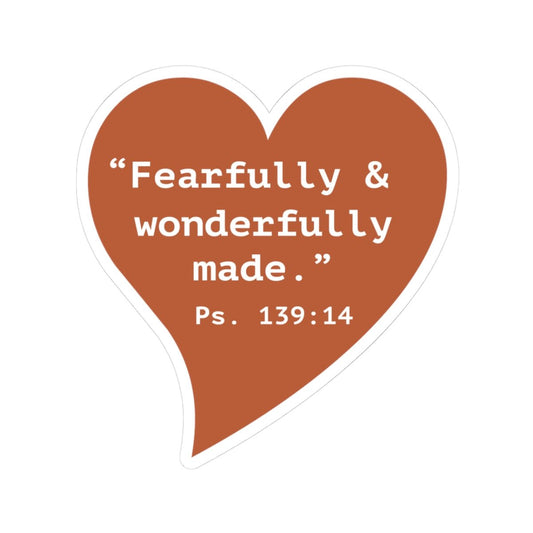 Fearfully & Wonderfully Made Heart Sticker — Inspirational Bible Verse (2 Cor. 5:7) - i am loved