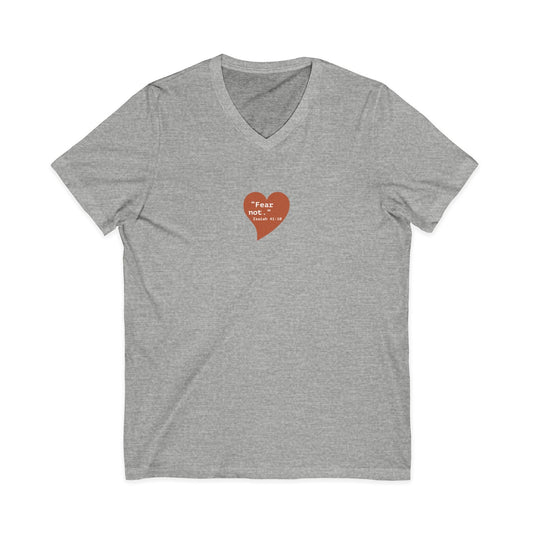 Heart Love V - Neck Tee — Retro Heart "Fear Not" Graphic - i am loved