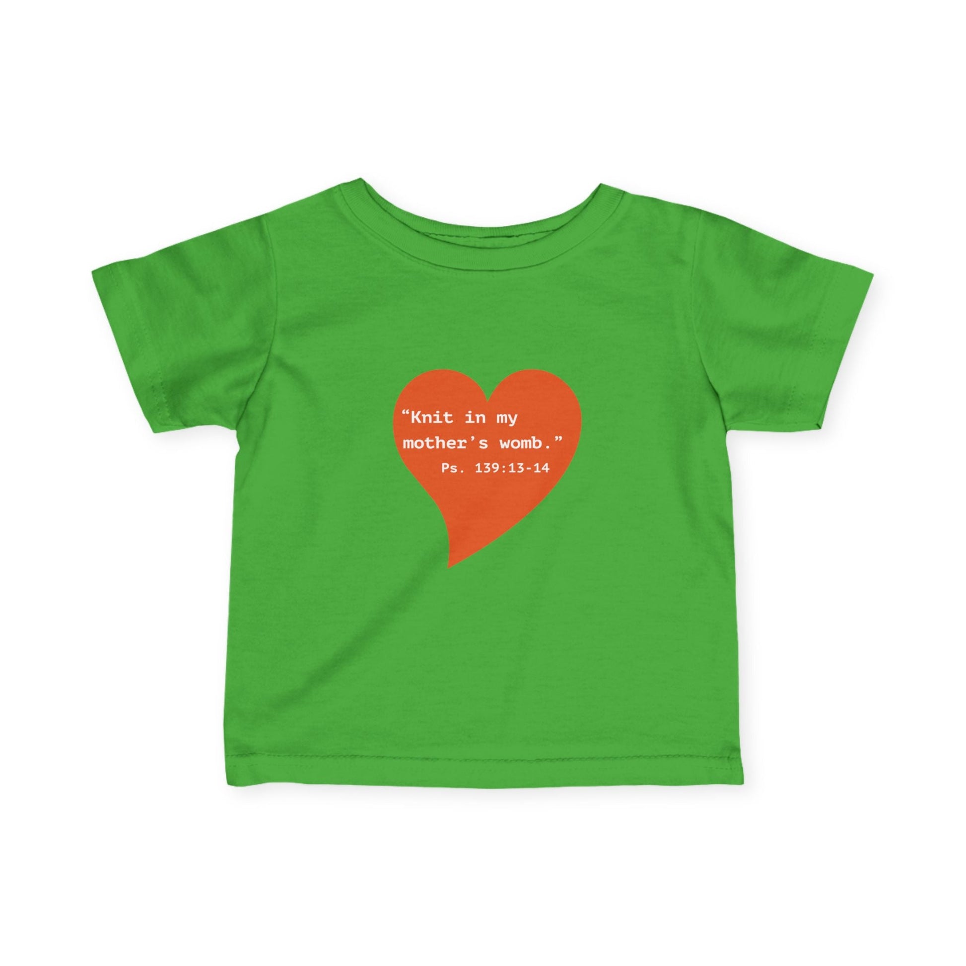 Infant Tee — Heart "Knit in my mother's womb" Baby Shirt - i am loved