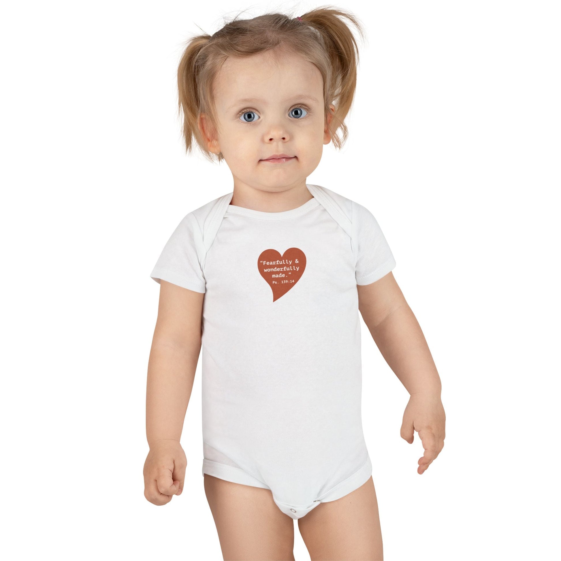 Organic Baby Onesie with Heart “Fearfully & Wonderfully Made” Biblical Verse (Cute Newborn Gift) - i am loved