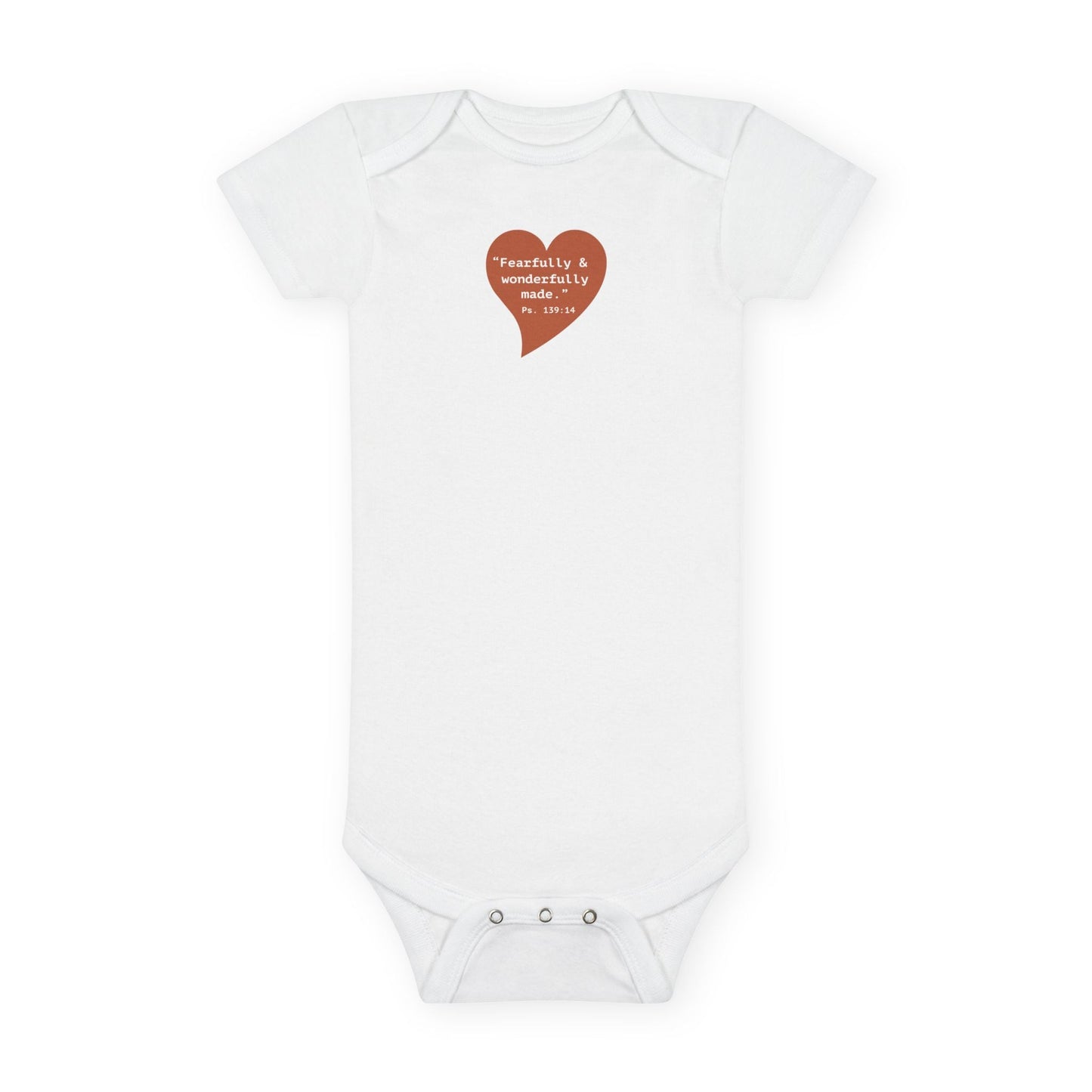 Organic Baby Onesie with Heart “Fearfully & Wonderfully Made” Biblical Verse (Cute Newborn Gift) - i am loved
