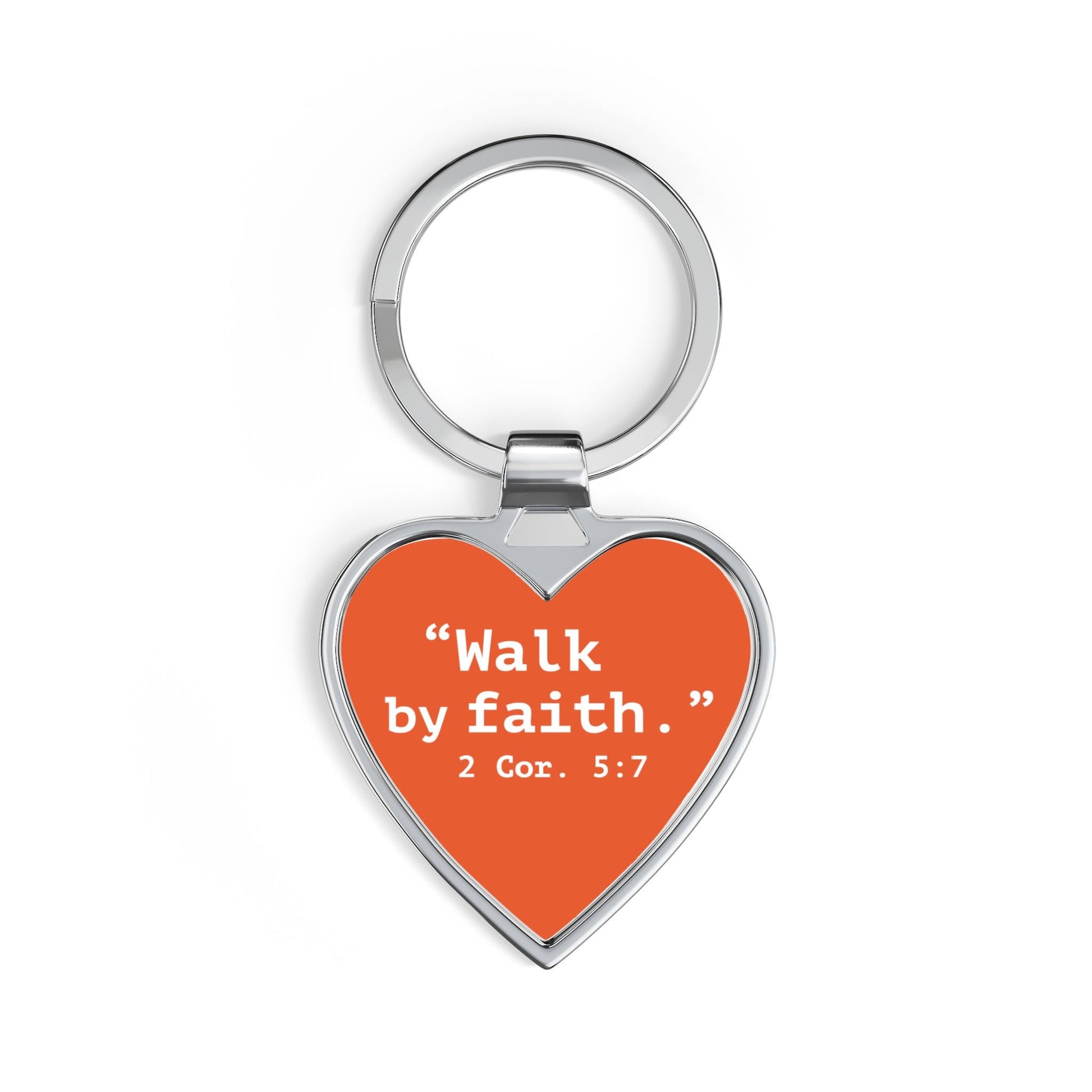 Walk by Faith Heart Keychain – Inspirational Christian Scripture Keyring (2 Cor. 5:7) - i am loved