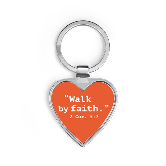 Walk by Faith Heart Keychain – Inspirational Christian Scripture Keyring (2 Cor. 5:7) - i am loved