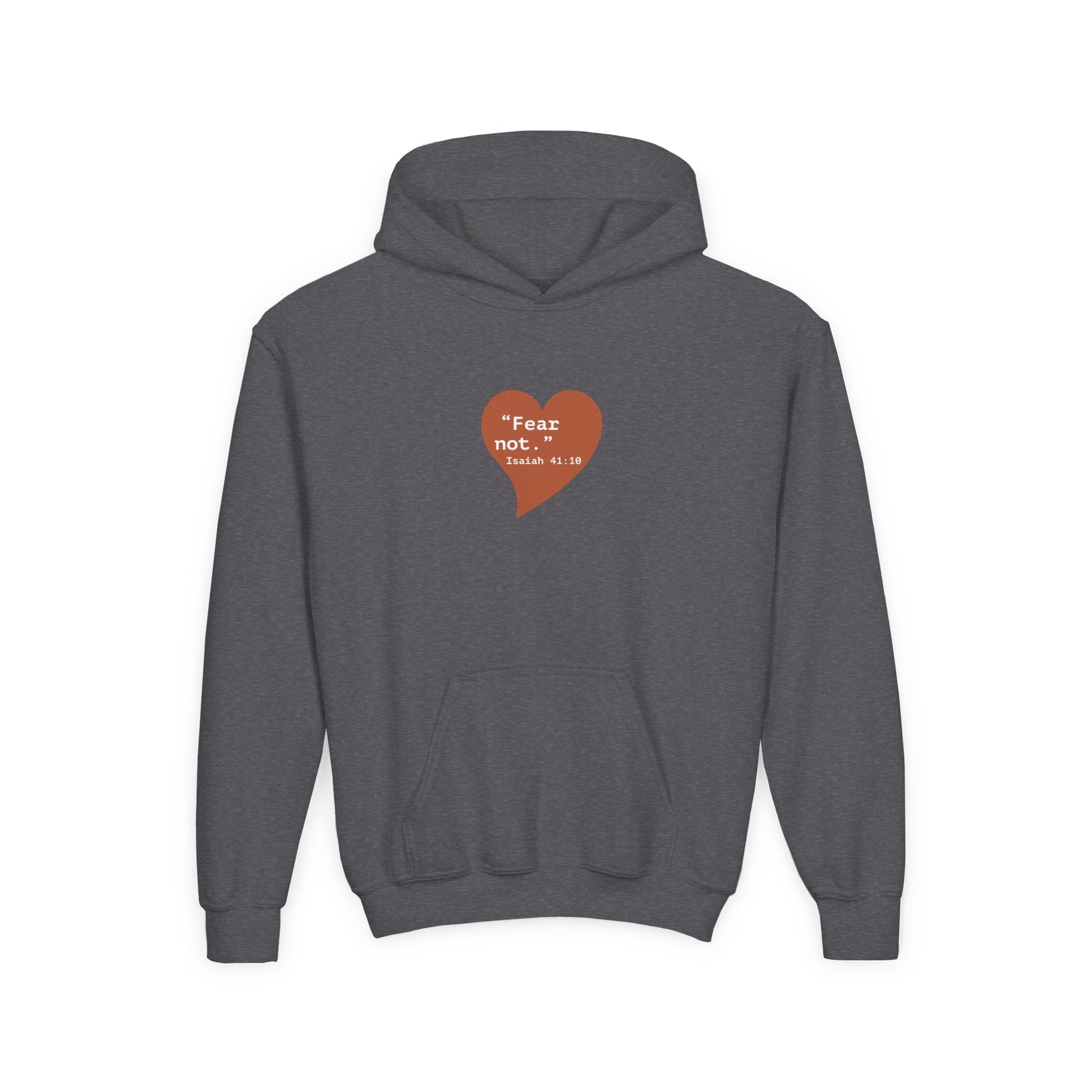 Youth Hoodie — 'Fear Not' Retro Heart Comfort Sweatshirt - i am loved