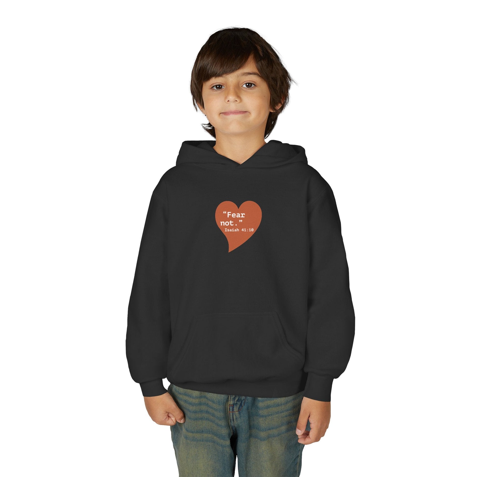 Youth Hoodie — 'Fear Not' Retro Heart Comfort Sweatshirt - i am loved