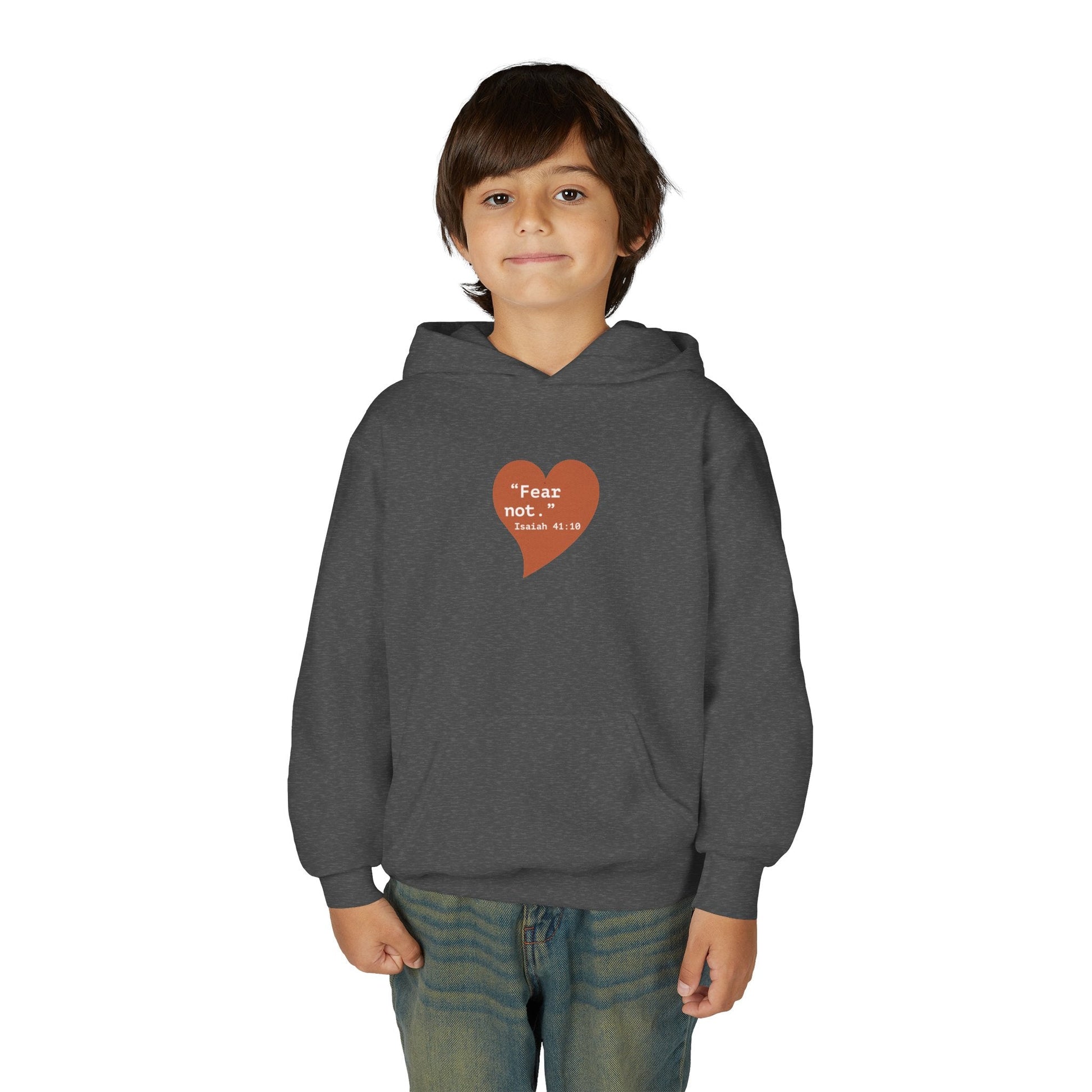 Youth Hoodie — 'Fear Not' Retro Heart Comfort Sweatshirt - i am loved