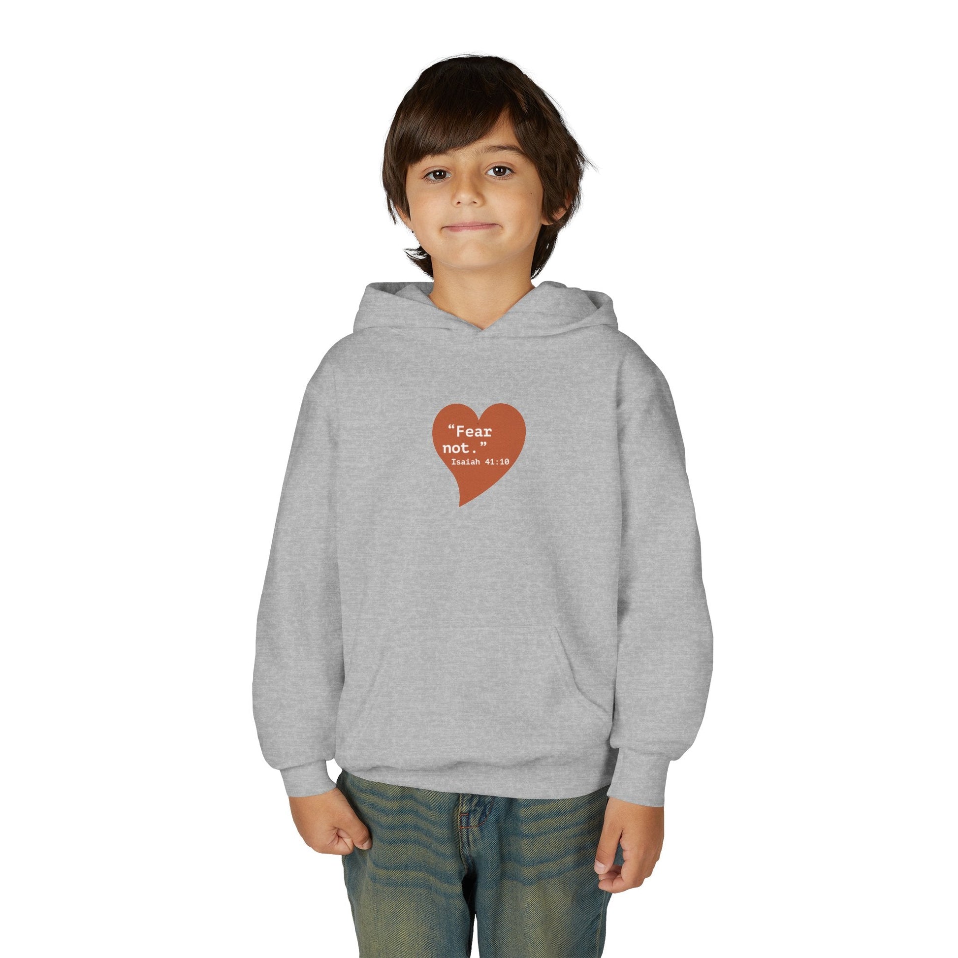 Youth Hoodie — 'Fear Not' Retro Heart Comfort Sweatshirt - i am loved