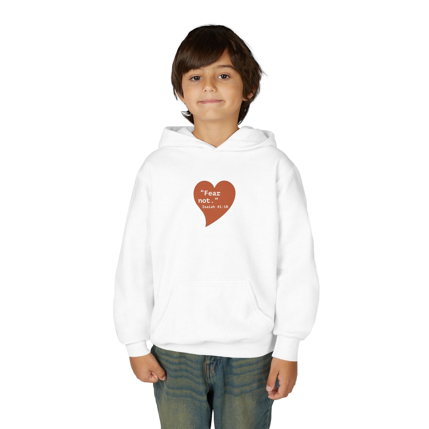 Youth Hoodie — 'Fear Not' Retro Heart Comfort Sweatshirt - i am loved