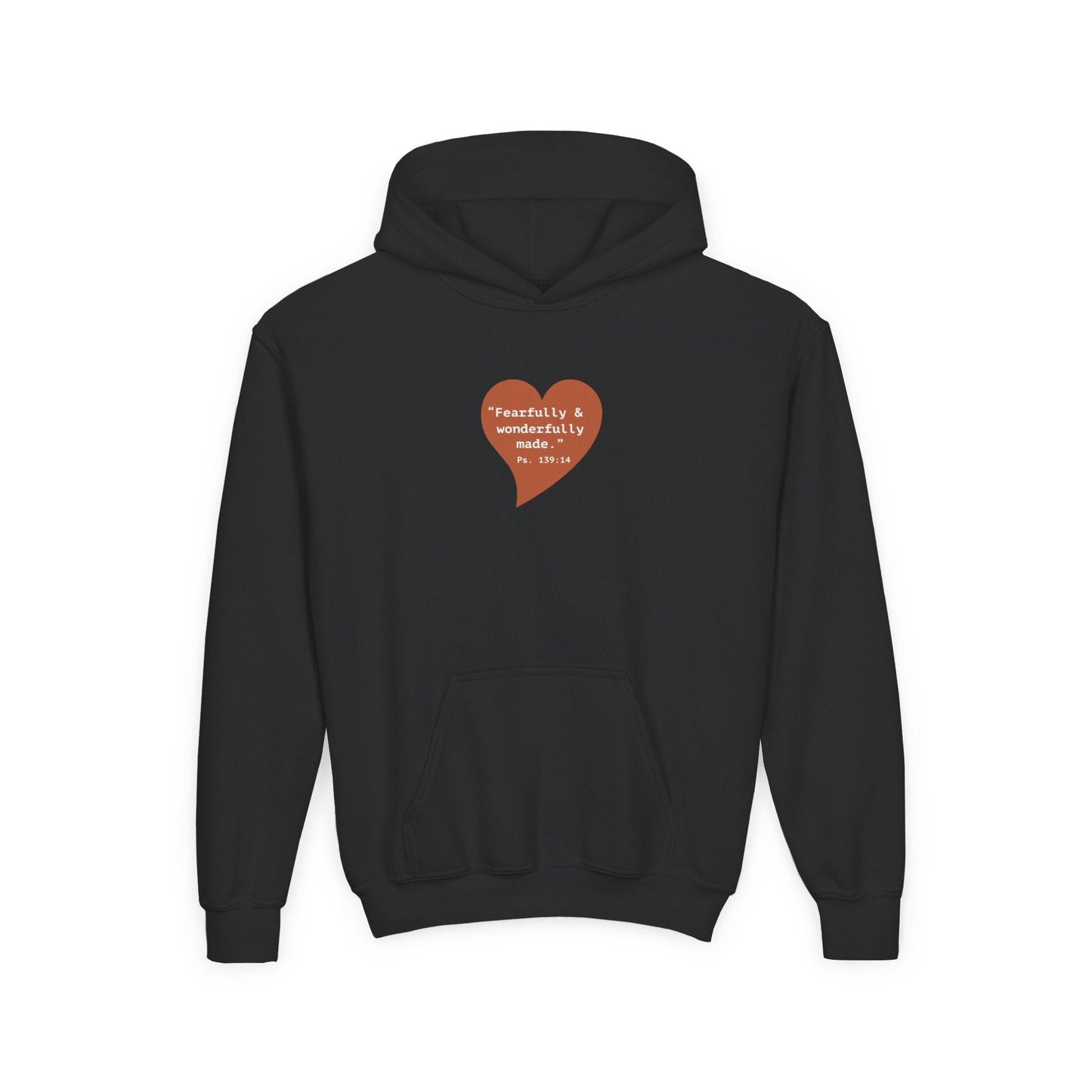 Youth Hoodie — 'Fearfully & Wonderfully Made' Retro Heart Comfort Sweatshirt - i am loved